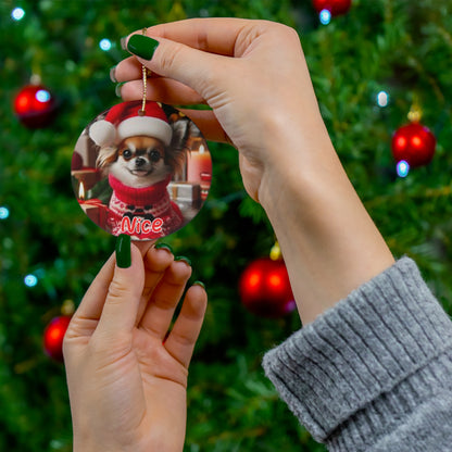 Chihuahua naughty and nice christmas Ornament