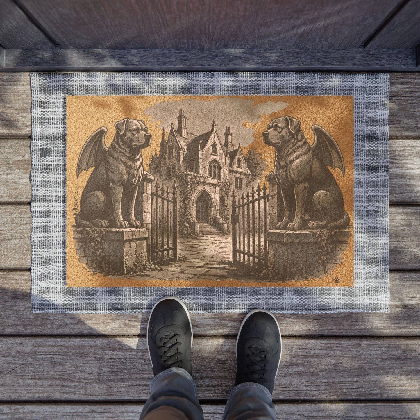 Rottweiler Gargoyle Angel Gothic Protector Welcome Mat
