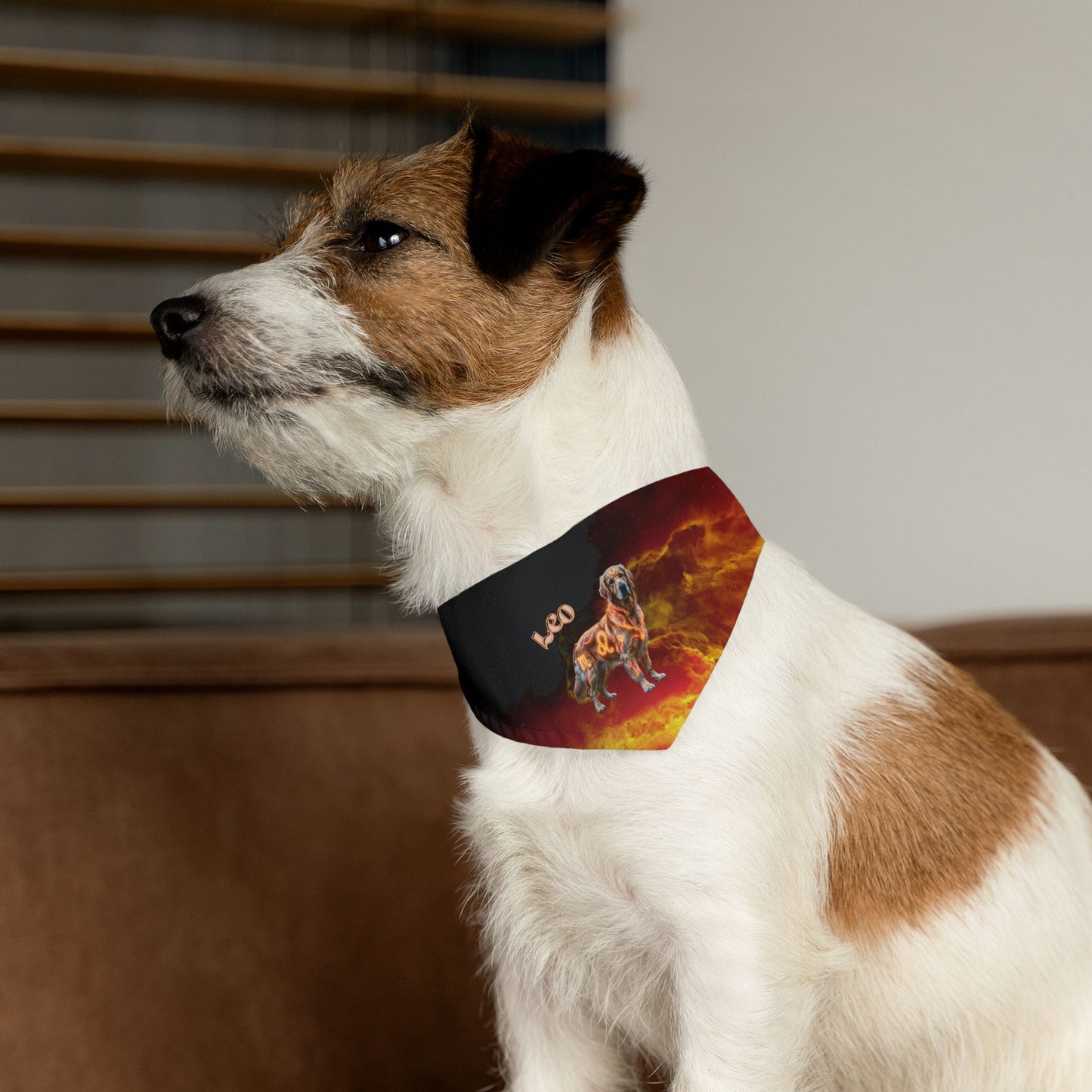 Leo Zodiac Pet Bandana Collar – Fiery Astrology Dog Scarf & Adjustable Collar Attachment