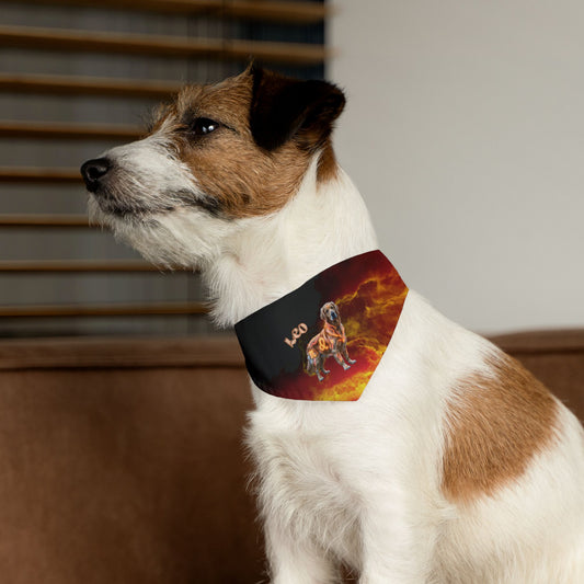 Leo Zodiac Pet Bandana Collar – Fiery Astrology Dog Scarf & Adjustable Collar Attachment