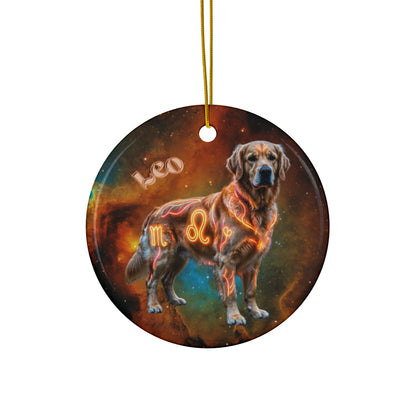 Golden Retriever Leo Zodiac Ceramic Ornament - Celestial Astrology Keepsake