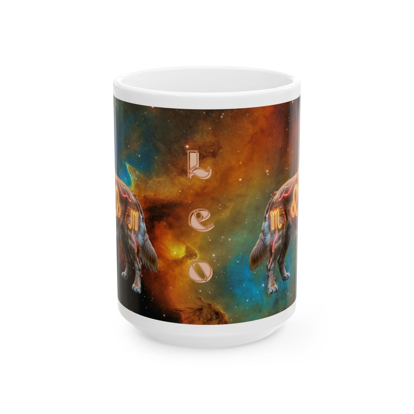 Golden Retriever Leo Zodiac Ceramic Mug - Celestial Astrology Coffee Cup