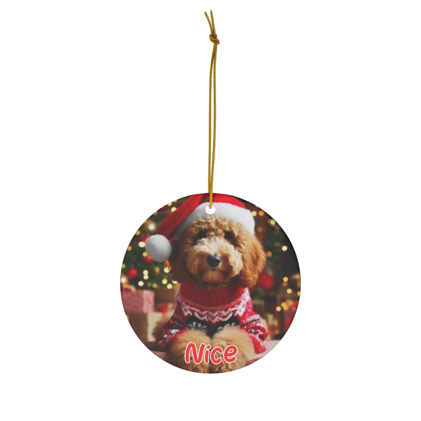 Doodle Naughty or Nice Christmas Ceramic Ornament
