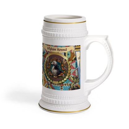 Afghan Hound Floral Crest Ceramic Beer Stein Mug