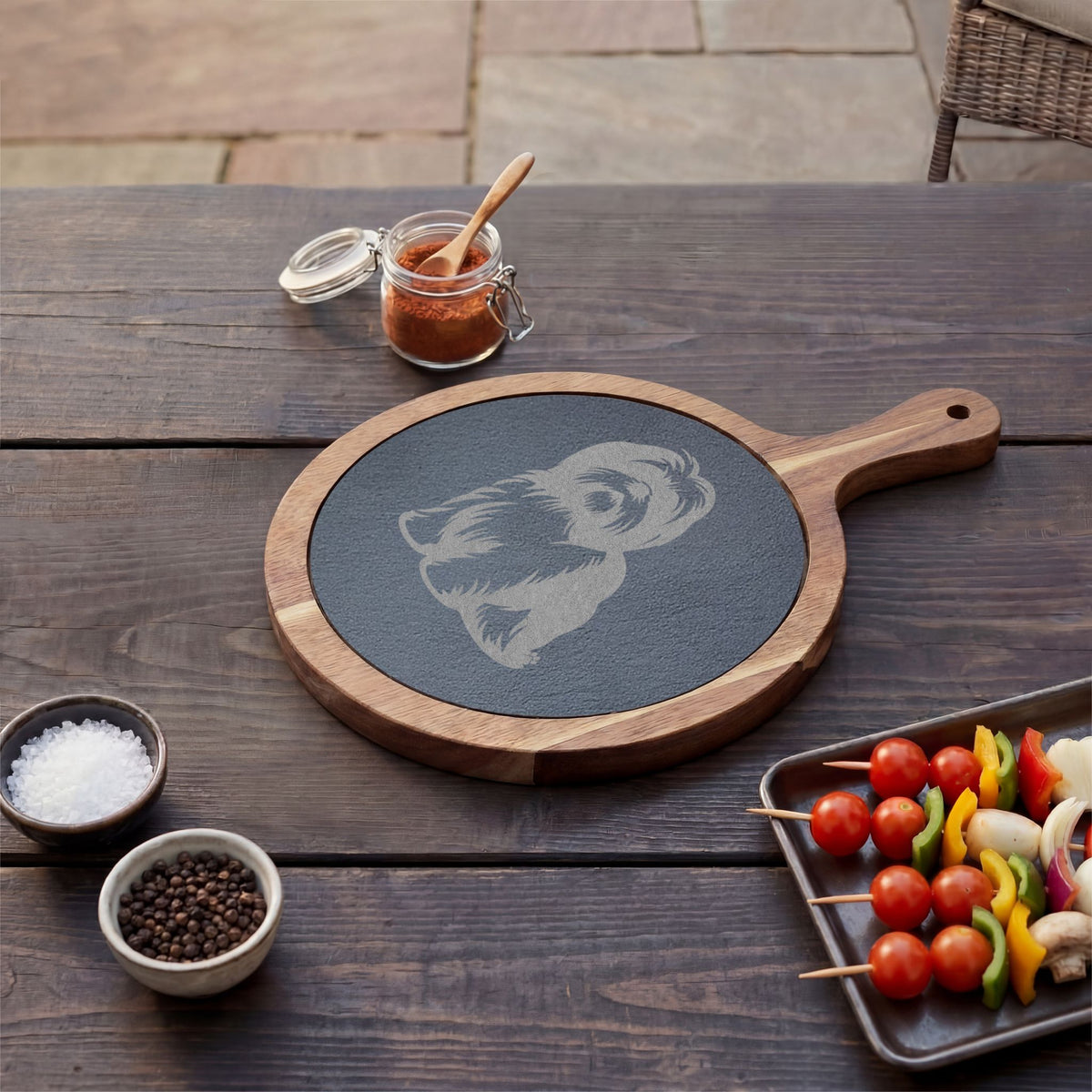Shih Tzu Engraved Charcuterie Board, Dog Lover Cheese Board & Serving Platter