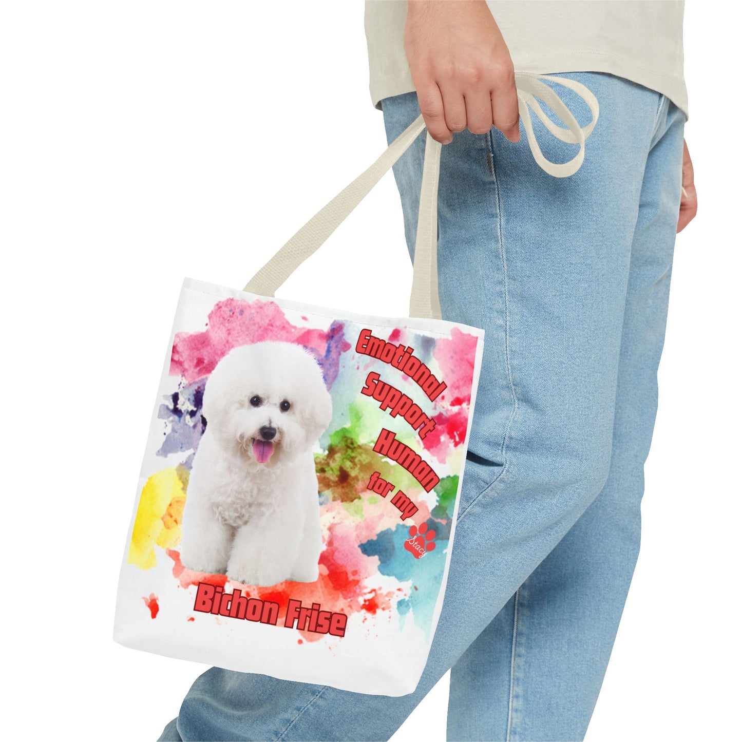 Emotional Support Human for my Bichon Frise Tote Bag