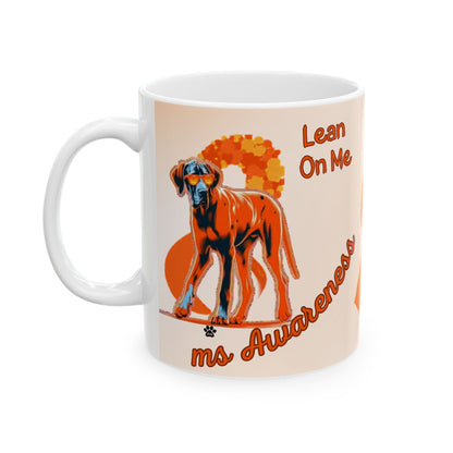 Great Dane MS Awareness Ceramic Mug - "Lean on Me" Mobility Service Dog Coffee Cup