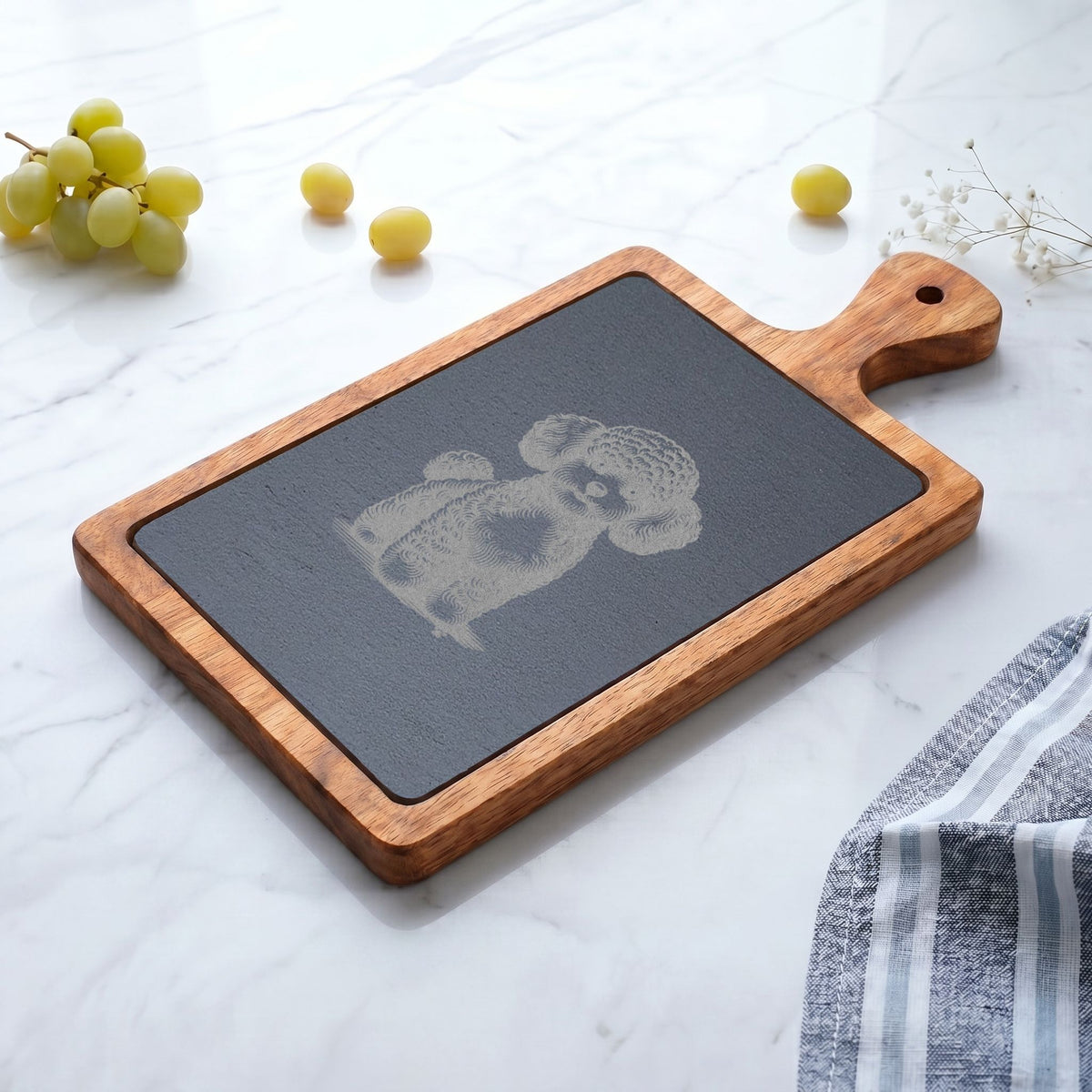Toy Poodle Engraved Charcuterie Board, Dog Lover Cheese Board & Serving Platter