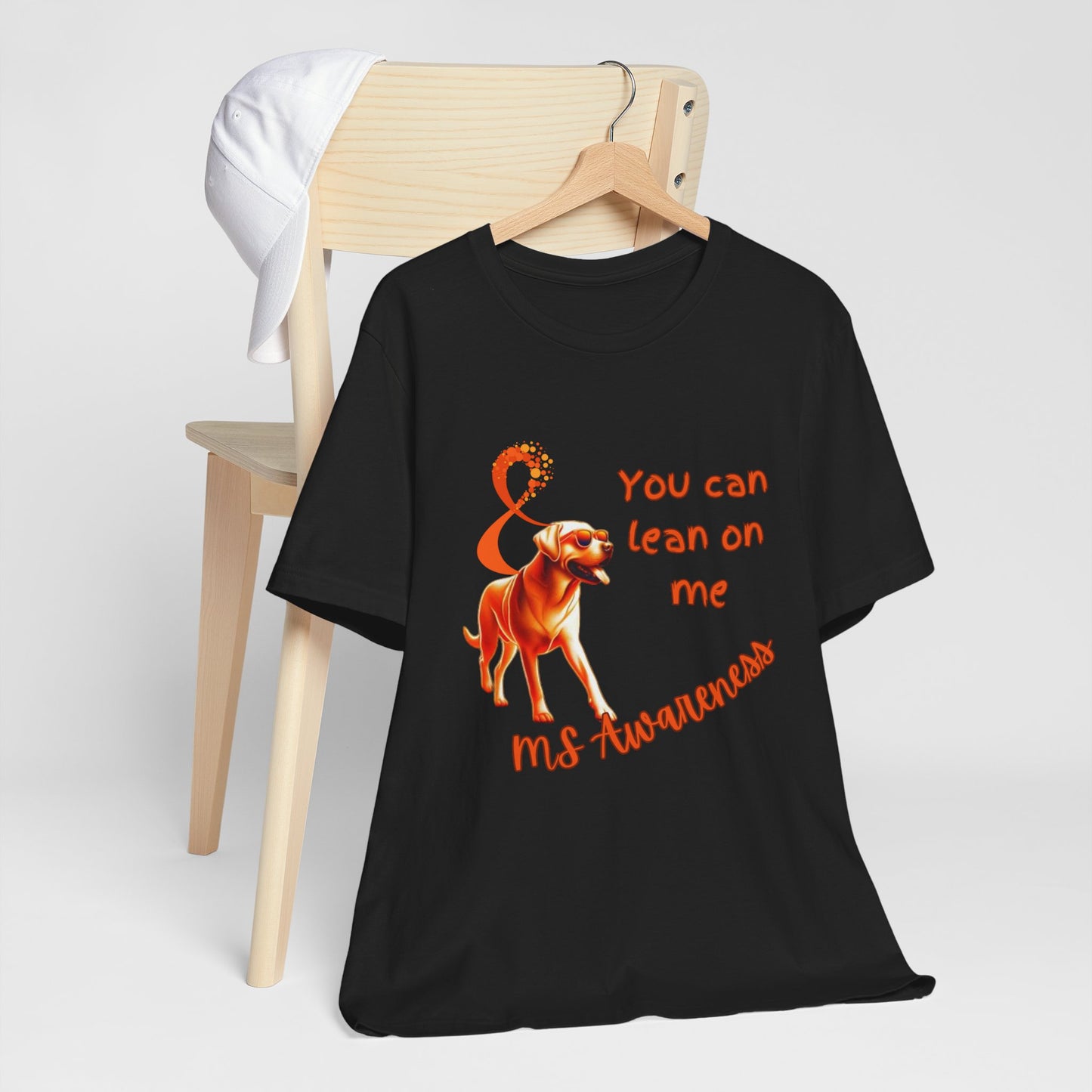 Labrador Retriever MS Awareness T-Shirt – "Lean on Me" Orange Ribbon Tee