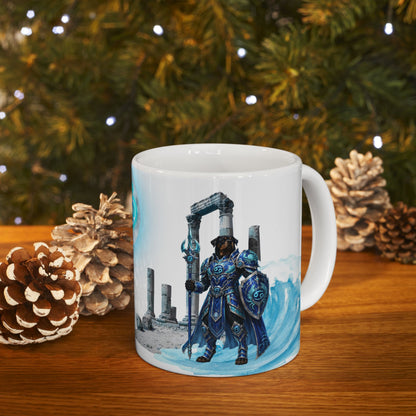 Cancer Zodiac Rottweiler Ceramic Mug – Mythic Neptune Knight Abyssal Dog Art Coffee Cup