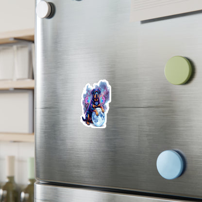 Celestial Rottweiler Kiss-Cut Vinyl Sticker – Cosmic Zodiac Dog Decal