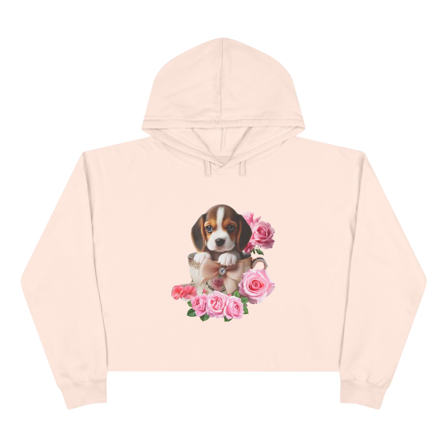 Too Cute Beagle Teacup Puppy Cropped Hoodie