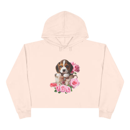 Too Cute Beagle Teacup Puppy Cropped Hoodie