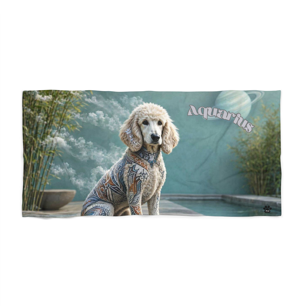 Aquarius Poodle Elements Collection Beach Towel
