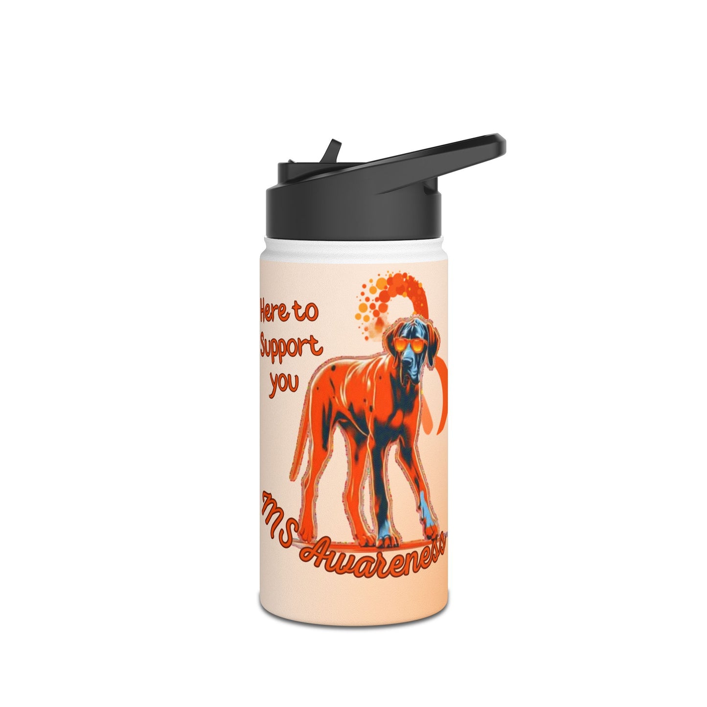 Great Dane "Here to Support You" MS Awareness Stainless Steel Water Bottle