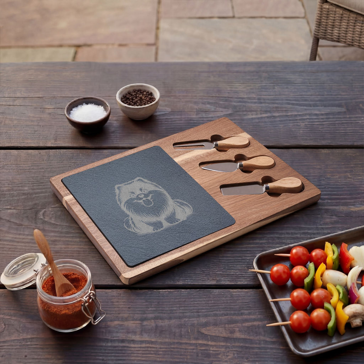 Pomsky Engraved Charcuterie Board, Dog Lover Cheese Board & Serving Platter