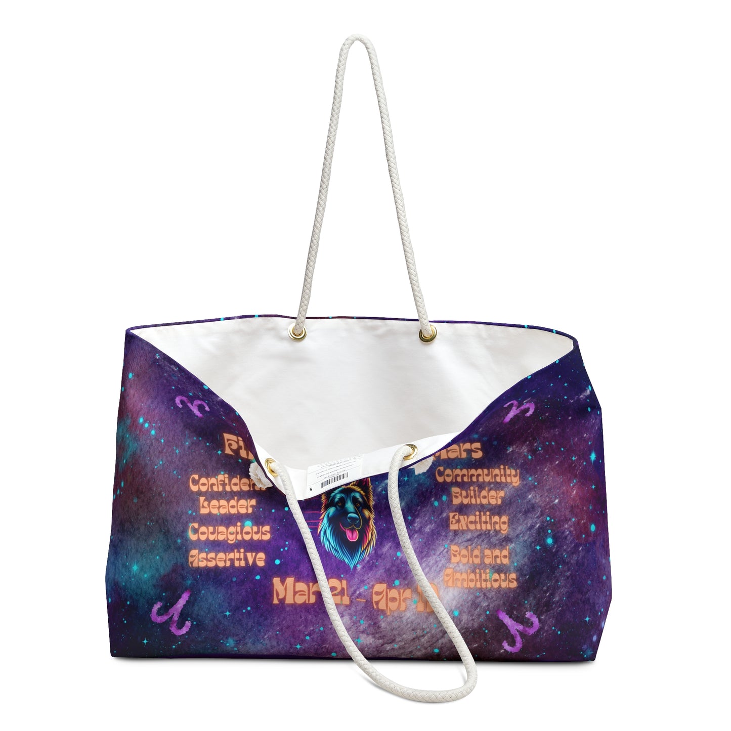 Celestial Zodiac Aries as German Shepherd Weekender Bag - Dog Breed Zodiac