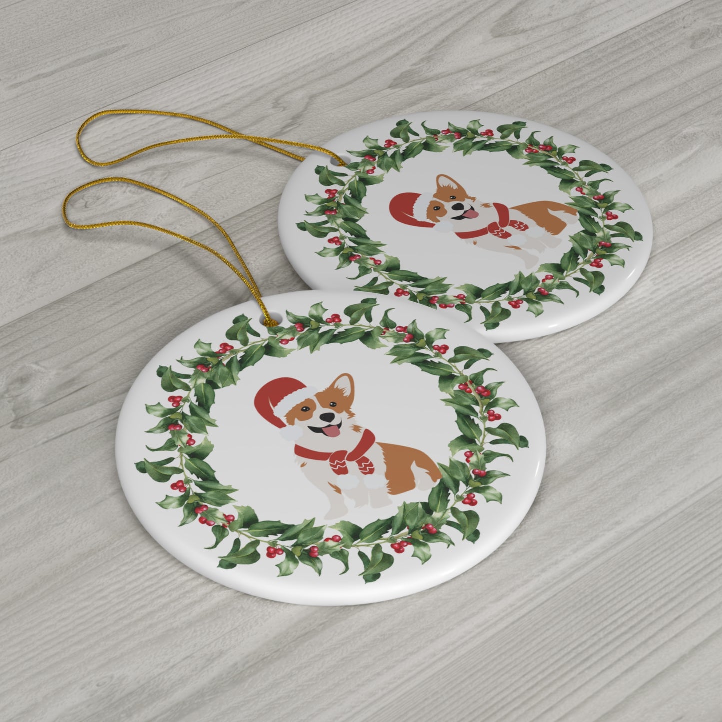 Corgi Christmas Ornament Ceramic Round Ornament Christmas decor