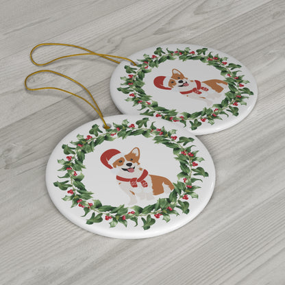 Corgi Christmas Ornament Ceramic Round Ornament Christmas decor