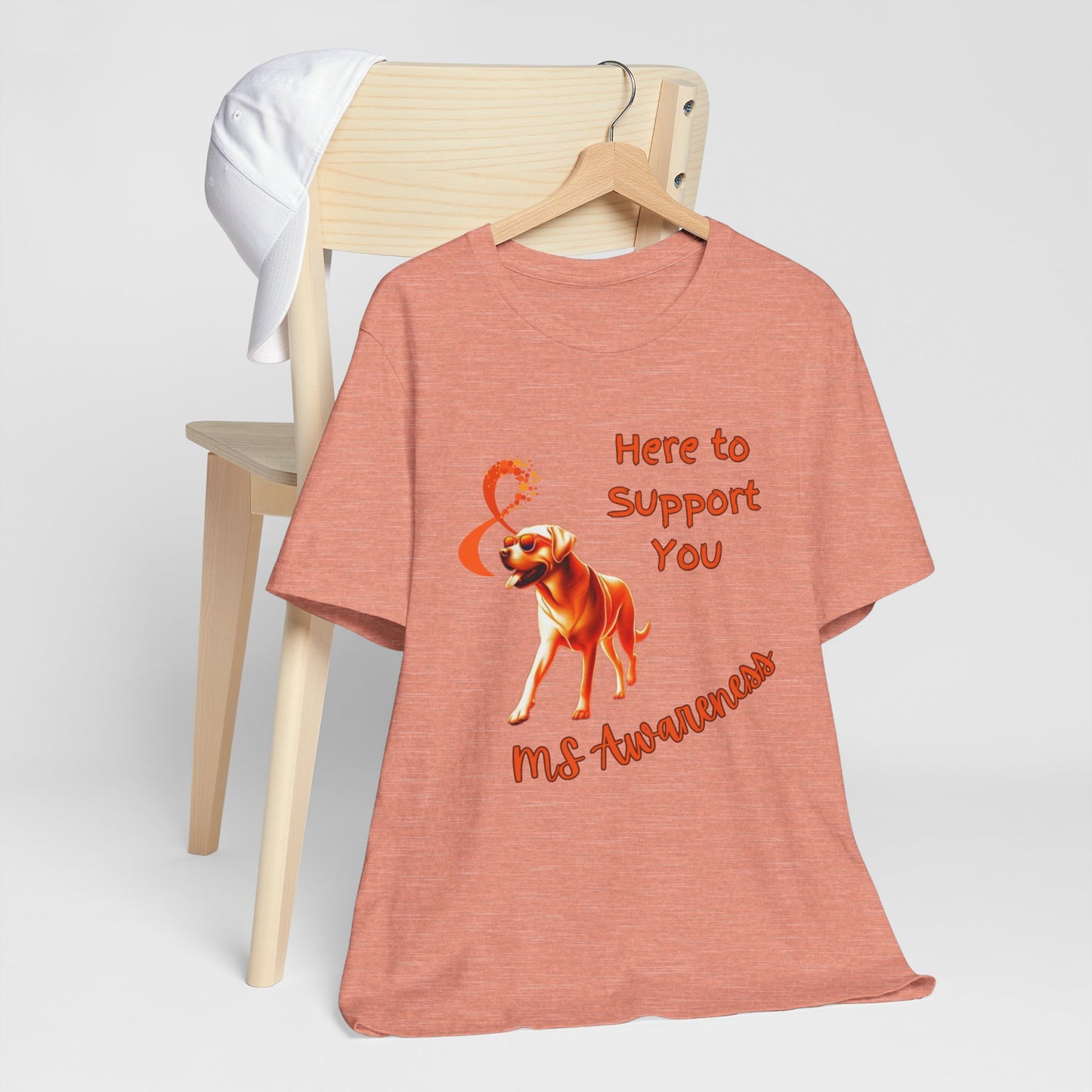 MS Awareness Labrador Here to support you.  Unisex Jersey Short Sleeve Tee