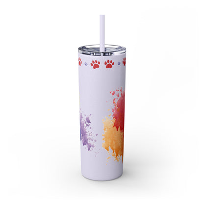 Emotional Support Human for my Doodle Dog Skinny Tumbler with Matching straw