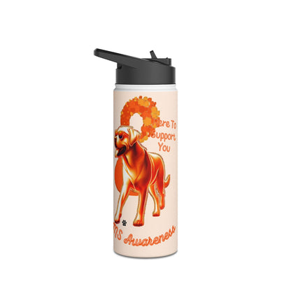 Labrador Retriever "Here to Support You" MS Awareness Stainless Steel Water Bottle