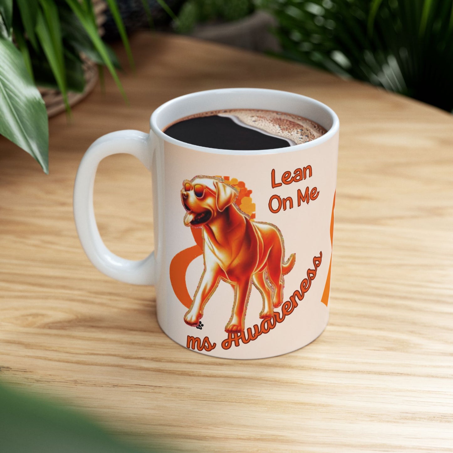 Labrador Retriever MS Awareness Ceramic Mug - "Lean on Me" Mobility Service Dog Coffee Cup