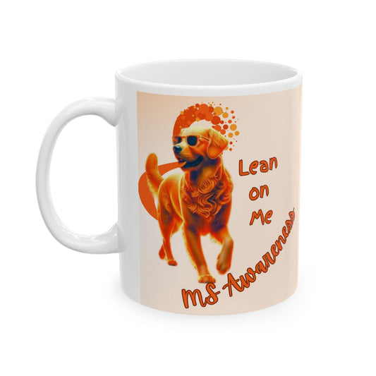MS Awareness Golden Retriever Lean on Me Ceramic Mug, 11oz