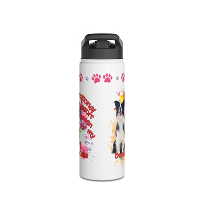 Emotional Support Human form my border Collie Sports Water bottle