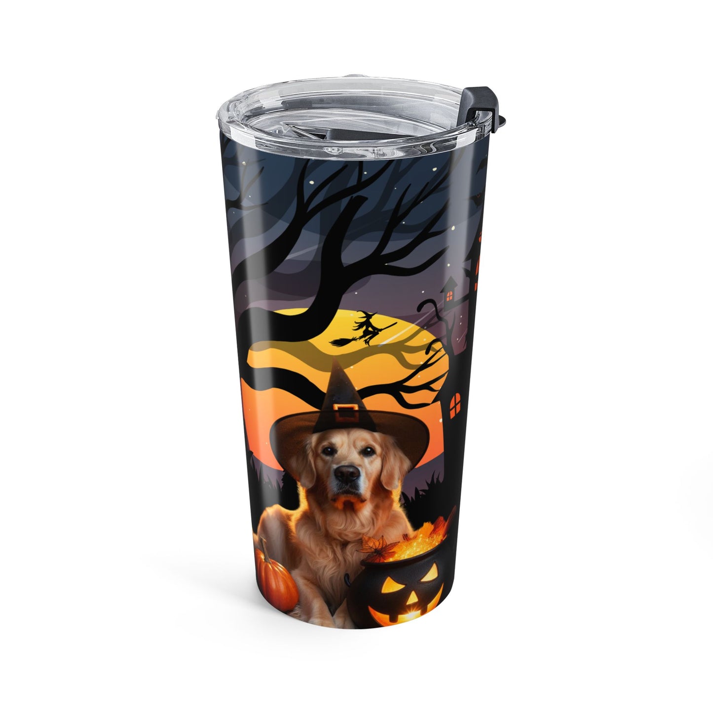 Golden Retriever Haunted Witch Coffee Tumbler