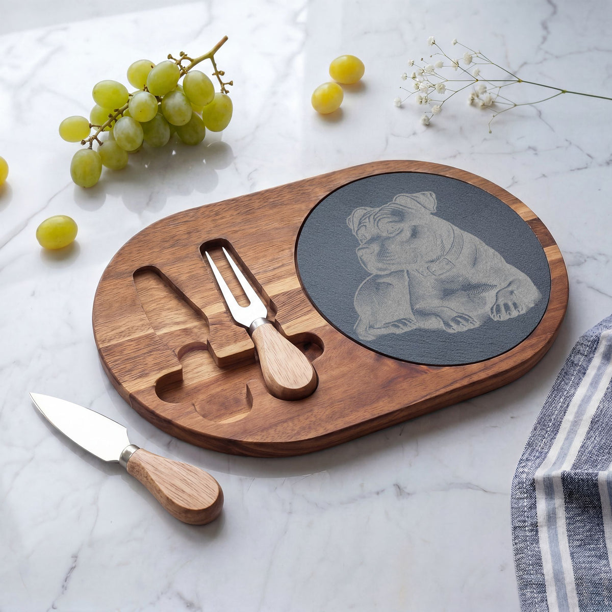 Pitbull Engraved Charcuterie Board, Dog Lover Cheese Board & Serving Platter