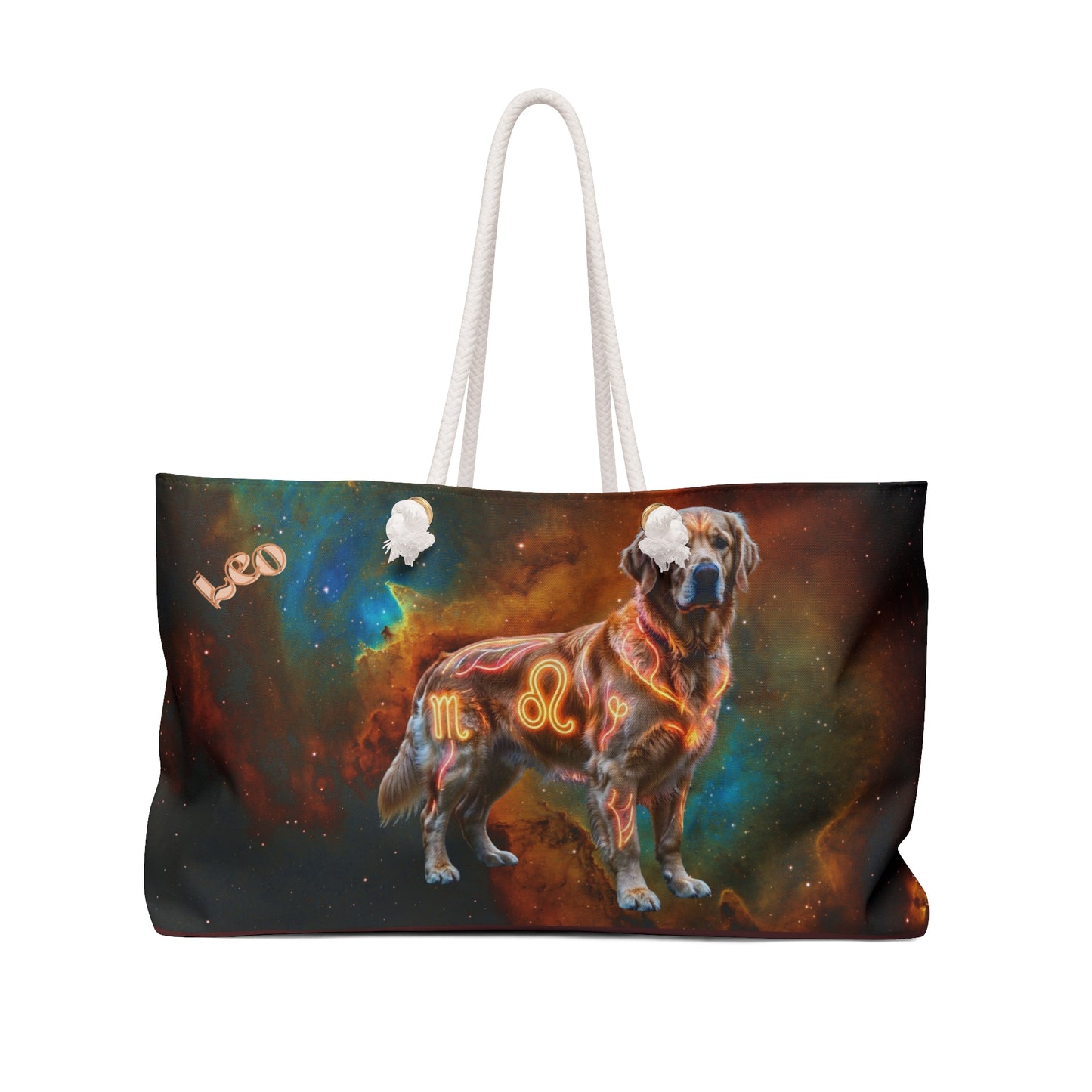 Golden Retriever Leo Zodiac Weekender Bag - Celestial Astrology Travel Tote