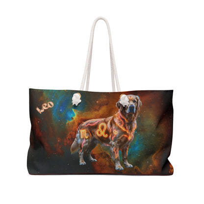 Golden Retriever Leo Zodiac Weekender Bag - Celestial Astrology Travel Tote