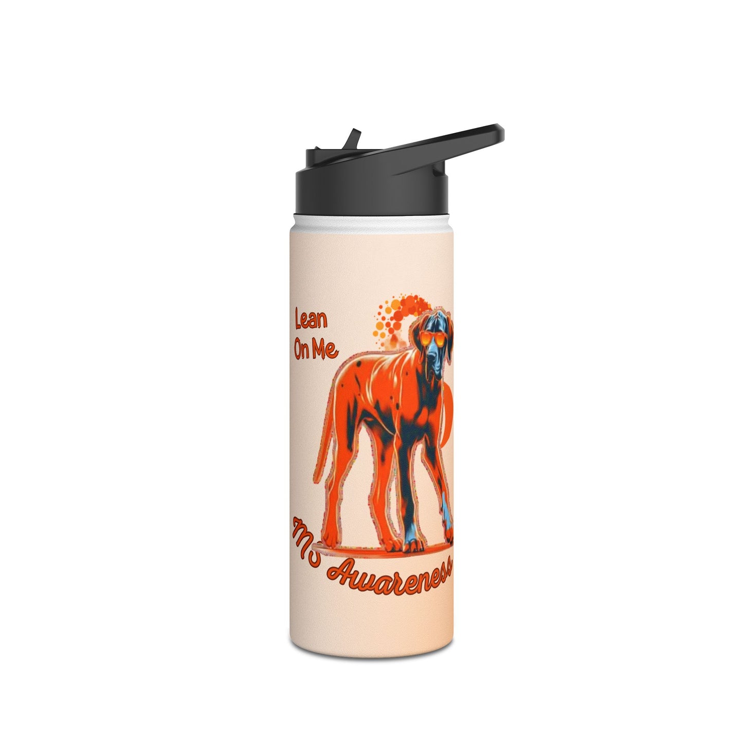 Great Dane "Lean on Me" MS Awareness Stainless Steel Water Bottle
