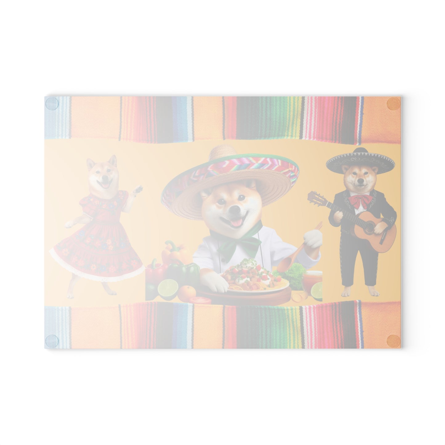 Shiba Inu Fiesta Chef Glass Cutting Board