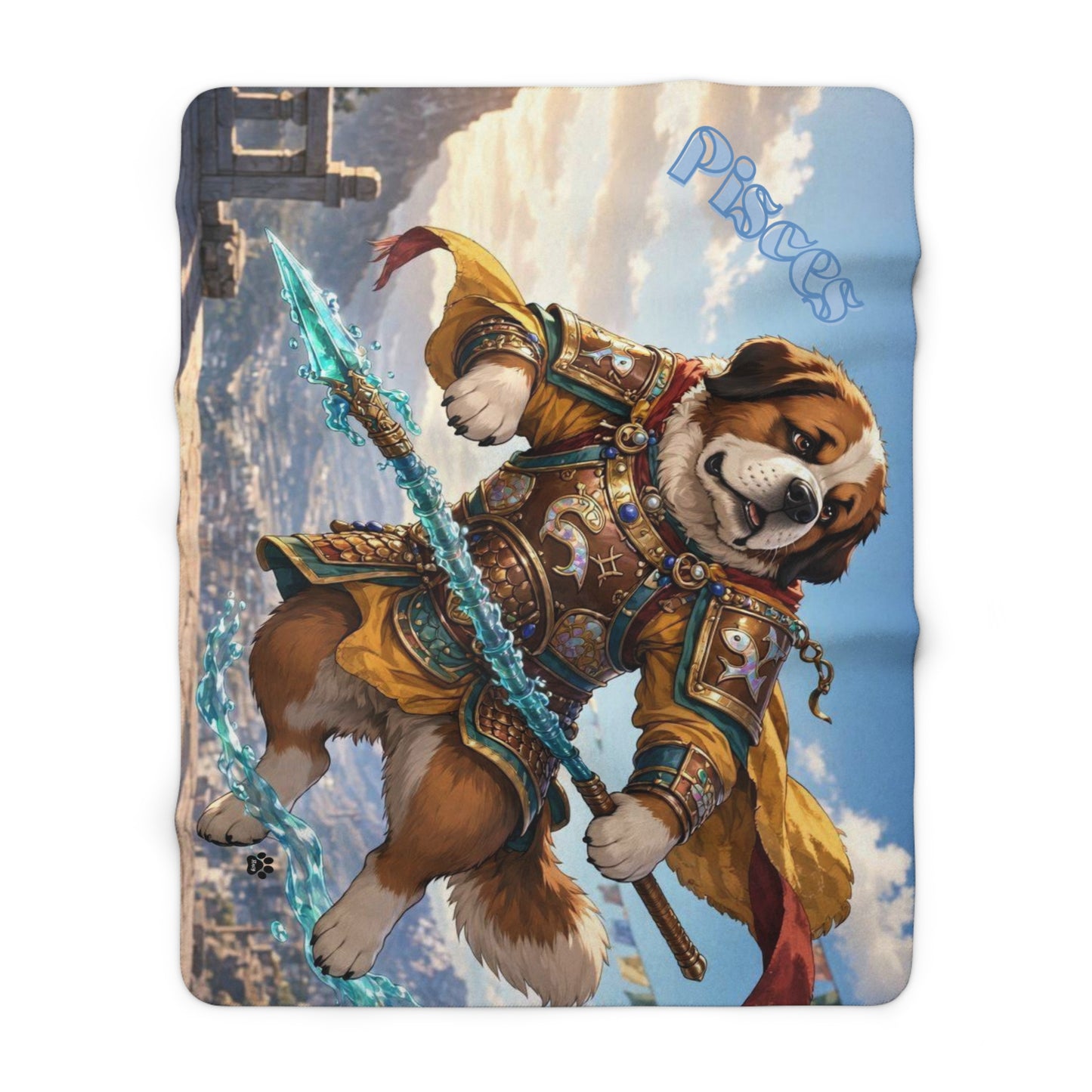 Pisces Saint Bernard Warrior Sherpa Blanket