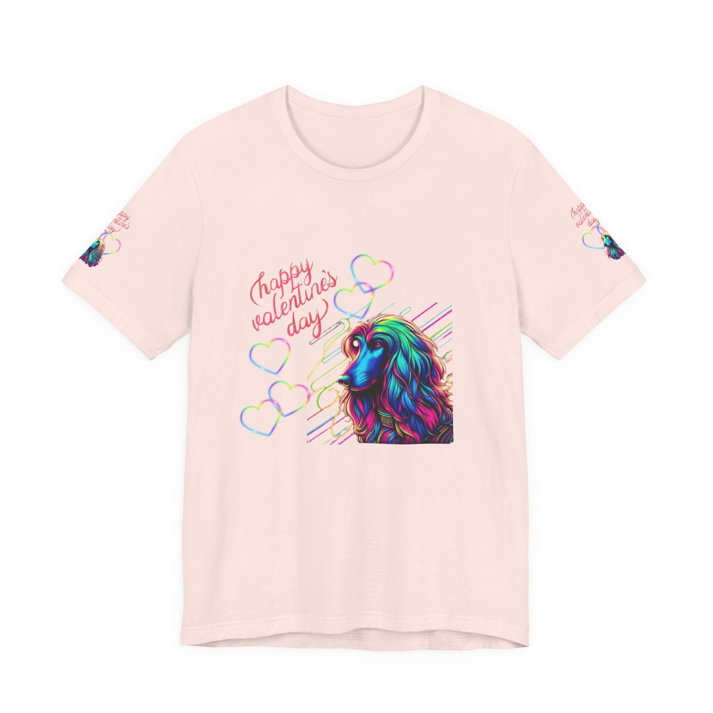 Afghan Hound Neon Hearts Valentine Tee