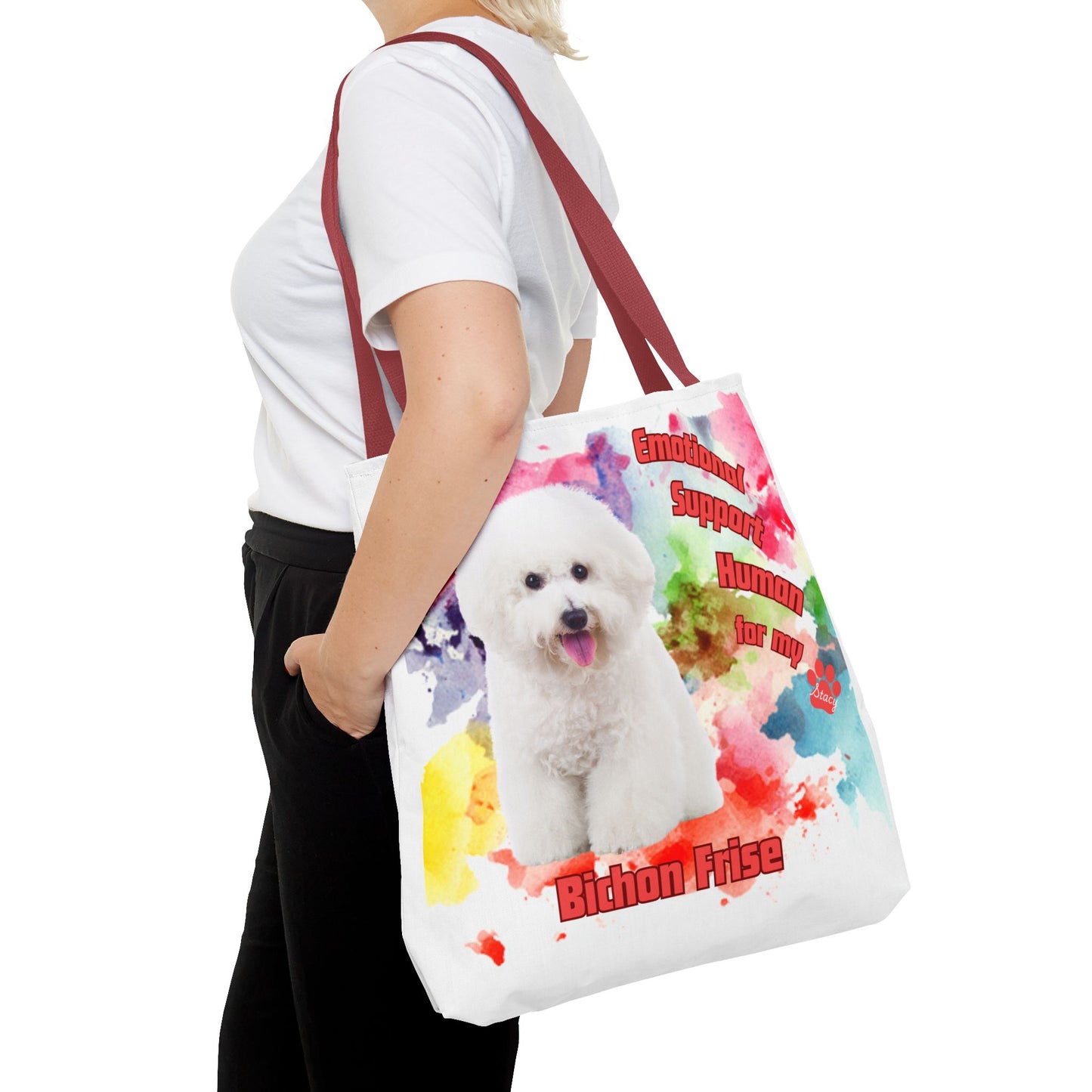 Emotional Support Human for my Bichon Frise Tote Bag