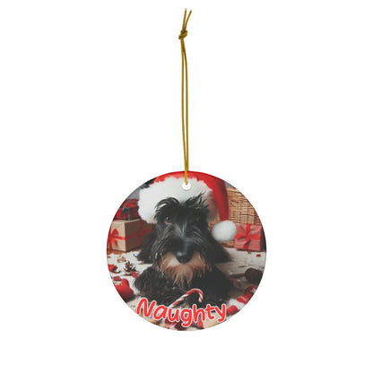 Scottish Terrier Naughty or Nice Christmas Ceramic Ornament, 1-Pack
