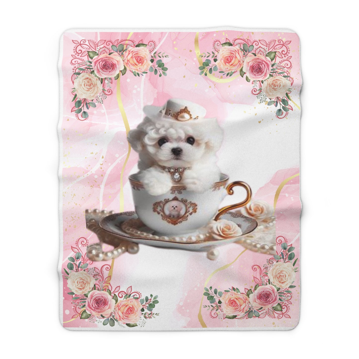Teacup Bichon Frise Sherpa Fleece Blanket