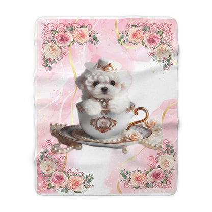 Teacup Bichon Frise Sherpa Fleece Blanket