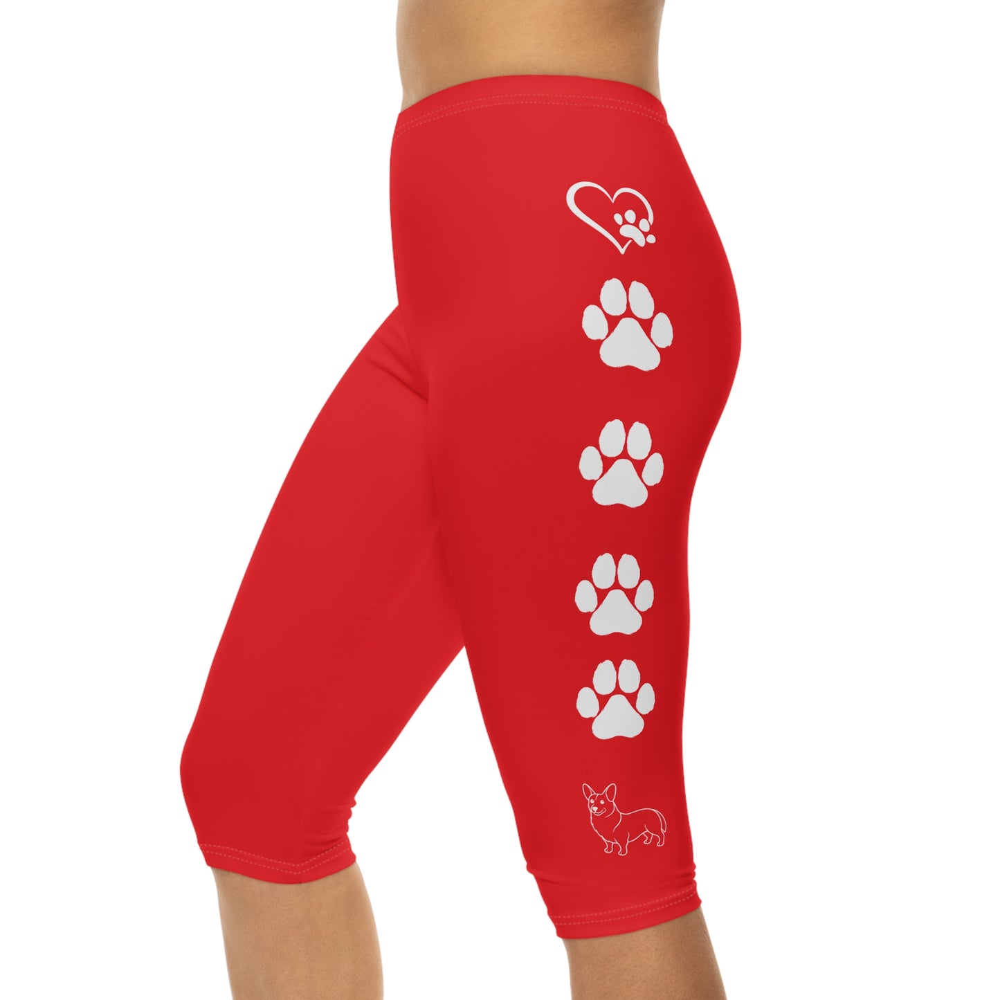 Paw Prints and corgi  Women’s Capri Leggings