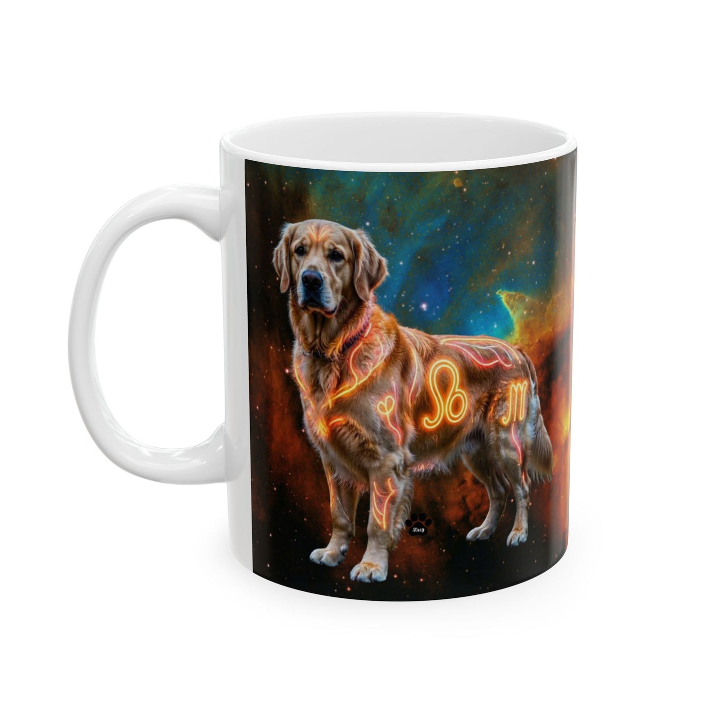 Golden Retriever Leo Zodiac Ceramic Mug - Celestial Astrology Coffee Cup