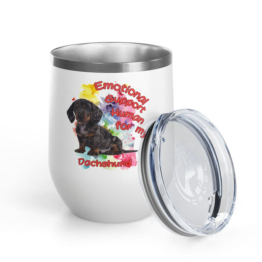 Emotional Support Human for my Dachshund Smooth Hair Wine Tumbler