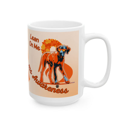 Great Dane MS Awareness Ceramic Mug - "Lean on Me" Mobility Service Dog Coffee Cup