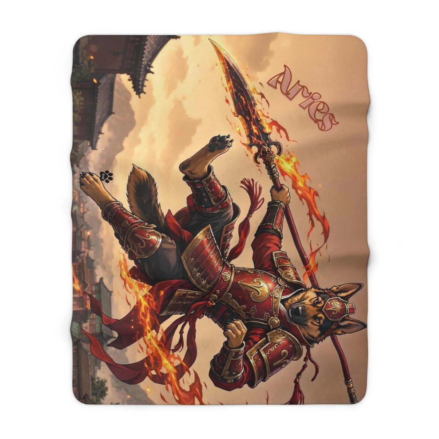 Aries German Shepherd Warrior Sherpa Blanket