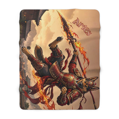 Aries German Shepherd Warrior Sherpa Blanket