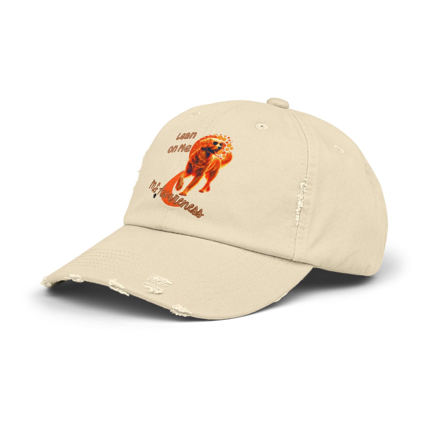 Golden Retriever "Lean on Me" MS Awareness Distressed Cap