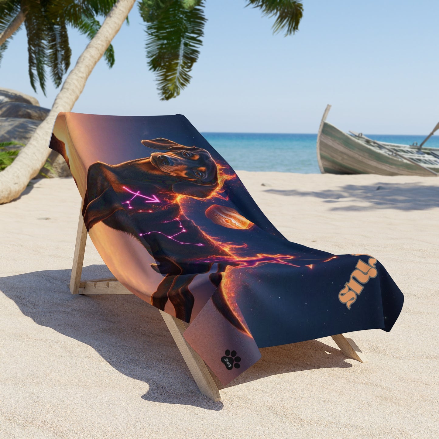 Sagittarius Dachshund Celestial Beach Towel