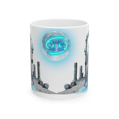 Cancer Zodiac Rottweiler Ceramic Mug – Mythic Neptune Knight Abyssal Dog Art Coffee Cup